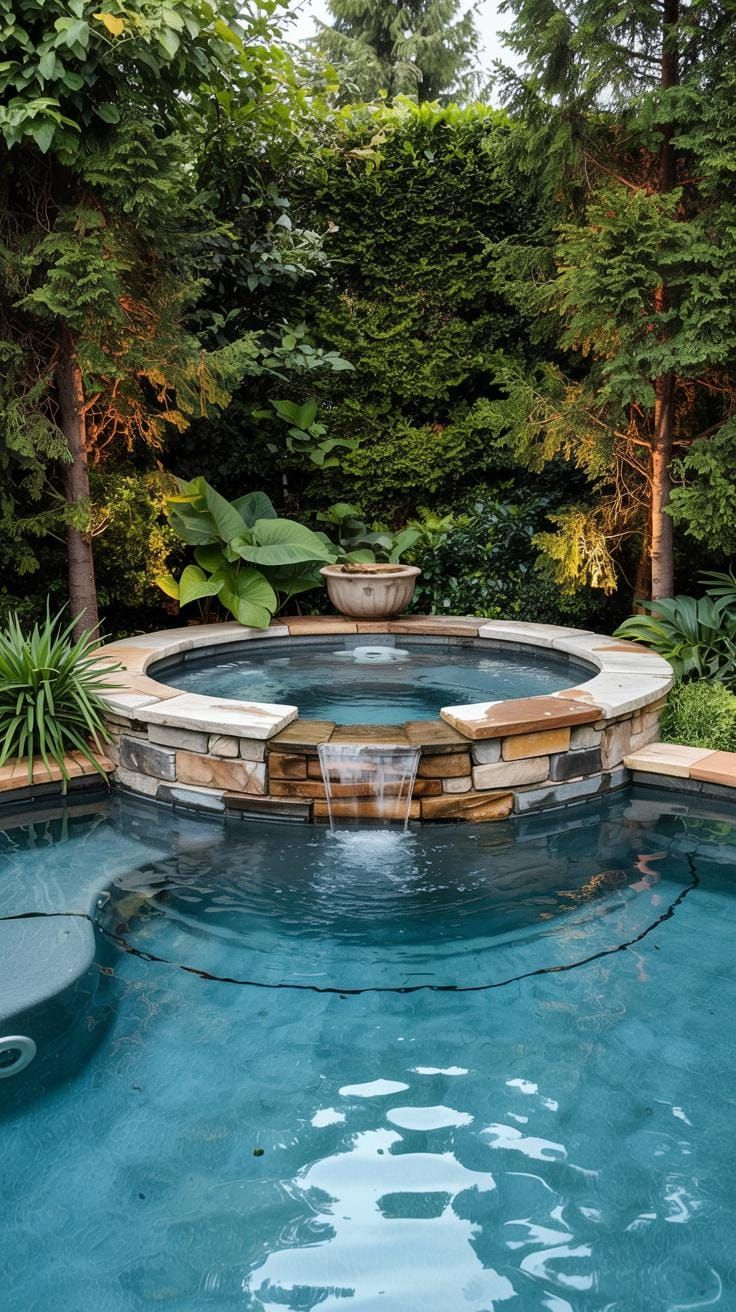 18. Adding a Cozy Hot Tub to Your Tiny Backyard Pool