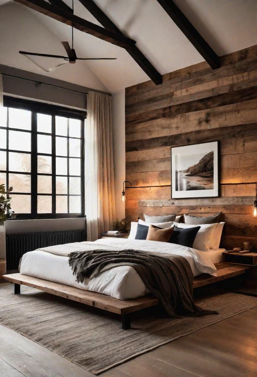 9. Modern Rustic Bedroom Fusion