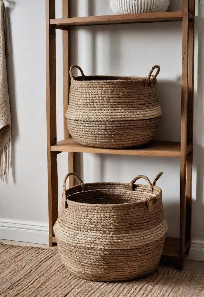 22. Woven Basket Storage for Beachy Rooms