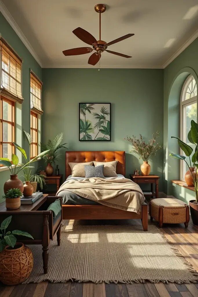 Grounded Green and Brown Bedroom Ideas