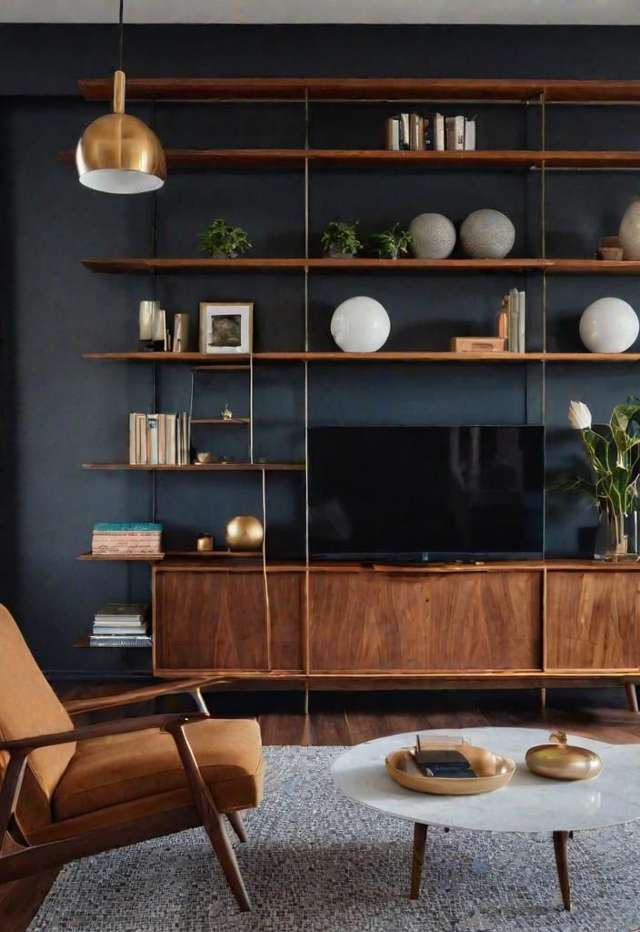 13. Wooden Built-in Shelving for Books and Décor