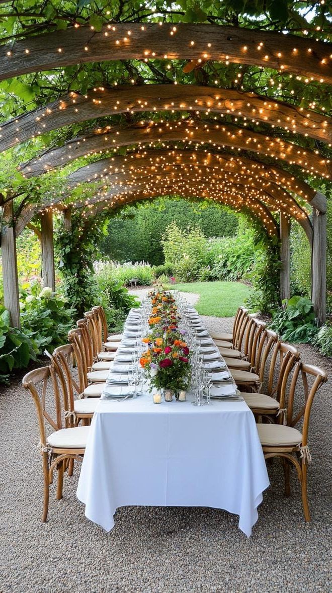 3. Garden Dinner Setup Under A String Light Canopy - photo 3