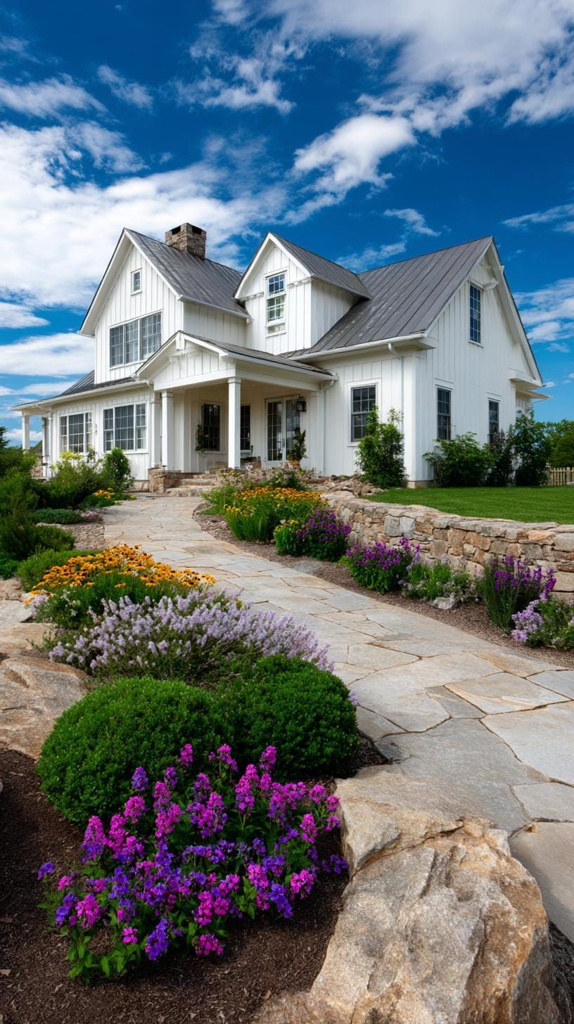 4. Stone-Bordered Garden Beds for a Country Farmhouse - photo 2