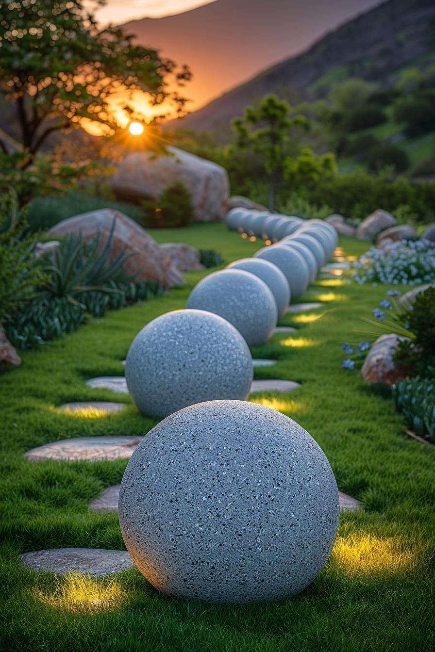 7. Concrete Garden Sphere Decor