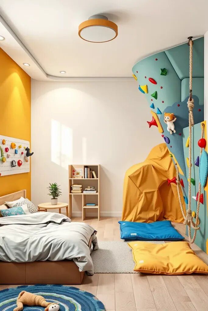 Interactive Climbing Wall Bedroom Designs