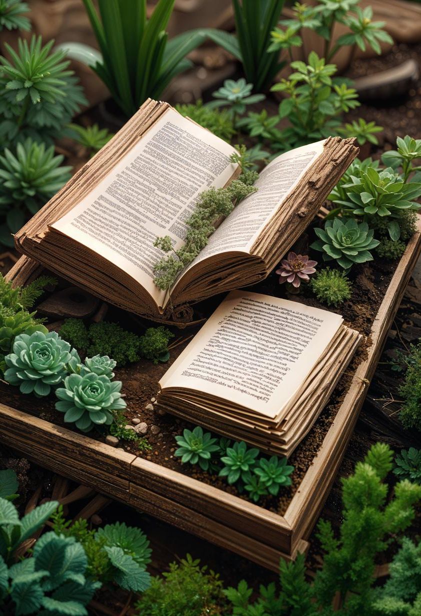 18. Succulent Planters in Old Books