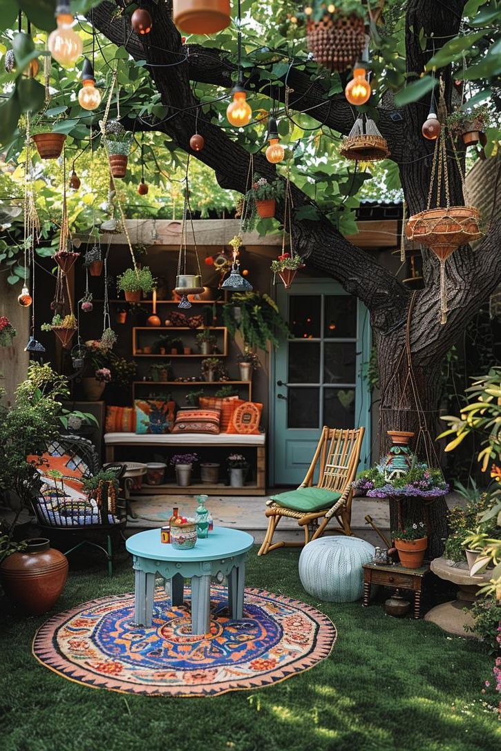 14. Bohemian Garden Decor Accents