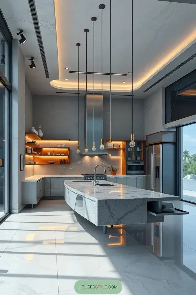 Floating Kitchens With Suspended Elements