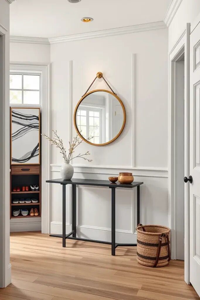 Subtle Hand-Painted Lines for Minimalist Entryways