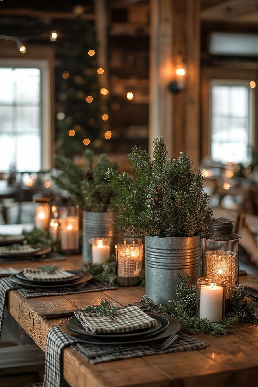 14. Rustic Christmas Table Setting Ideas