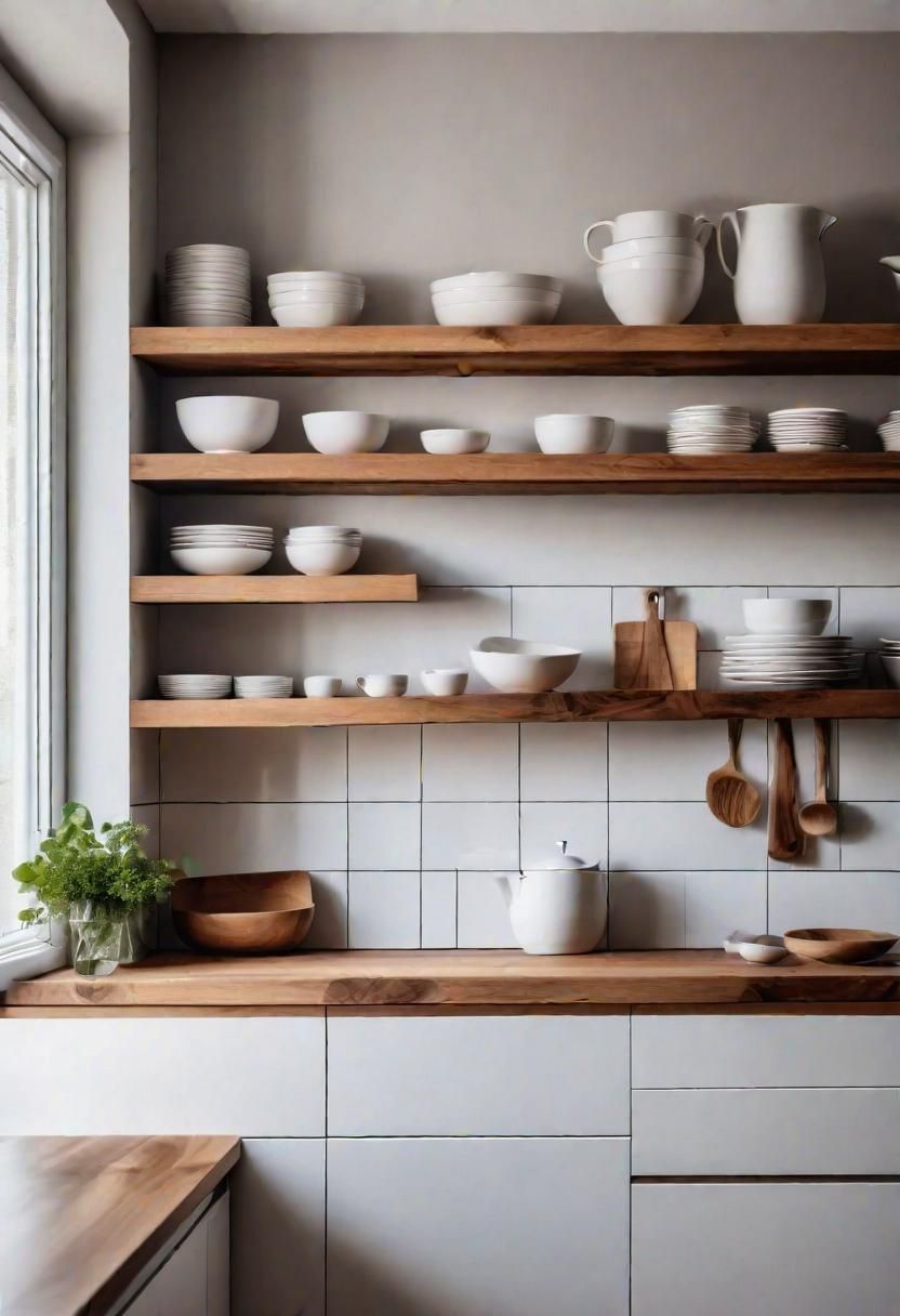 1. Floating Shelves With Minimalist Ceramics