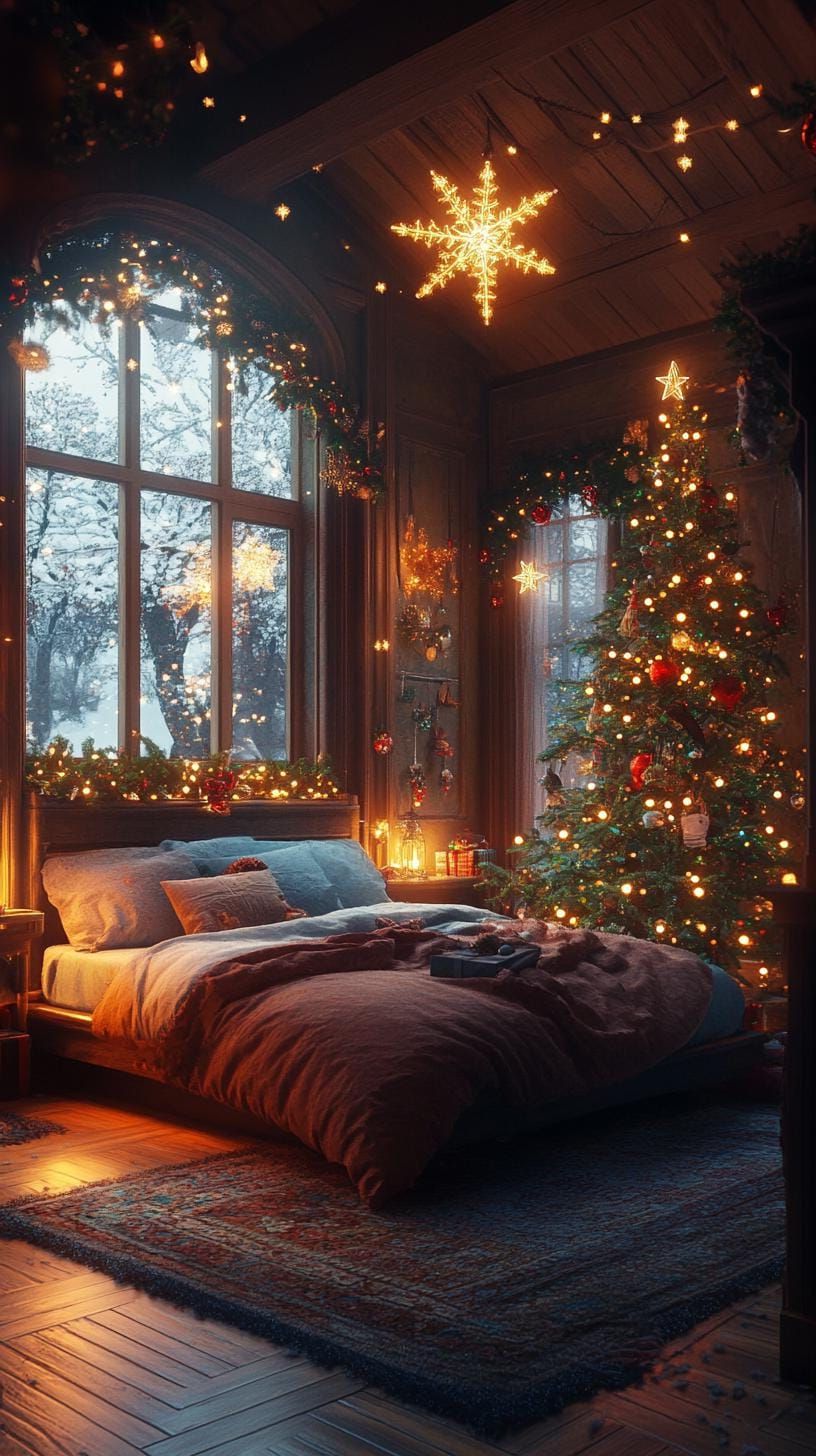 8. Festive Christmas Bedroom Styling