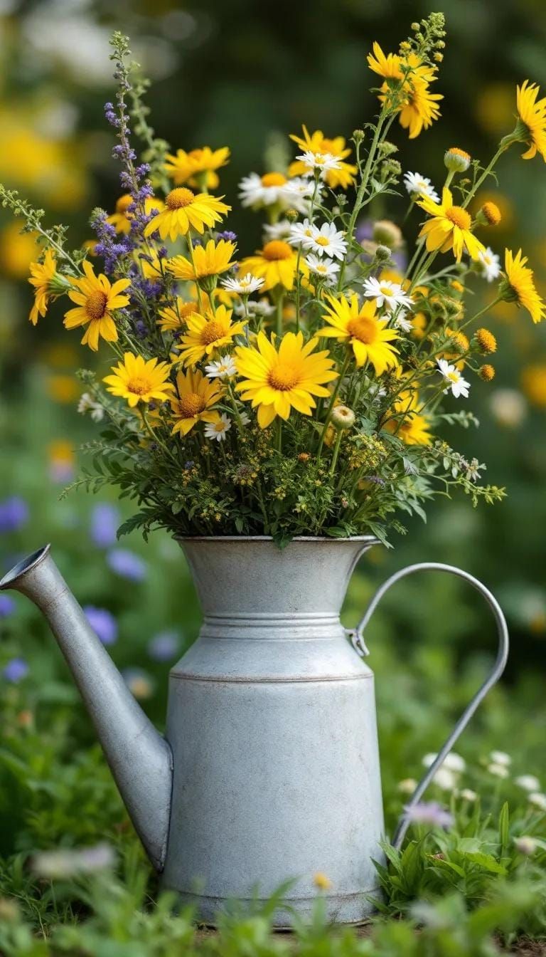26. Vintage Milk Jug Filled With Wildflowers - photo 3