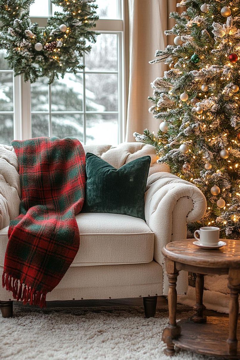 5. Festive Armchair Throw Decoration