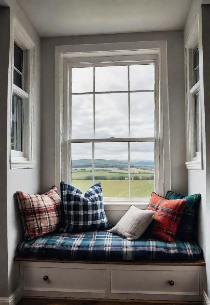 34. Cozy Plaid Window Seat