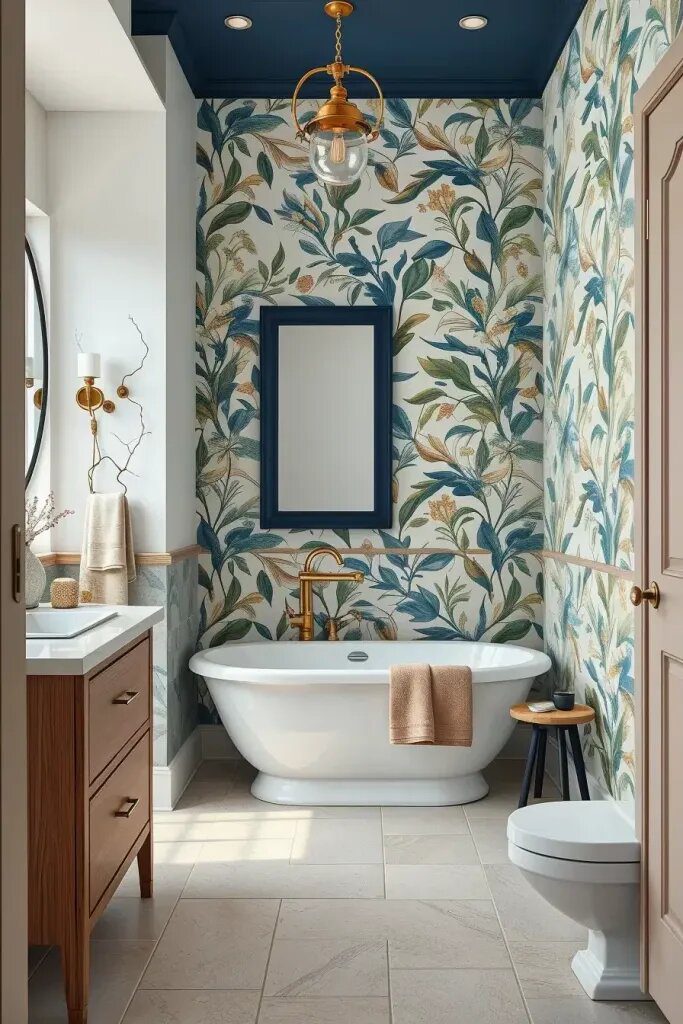 Adding Sage And Blue Botanical Wallpaper - photo 2