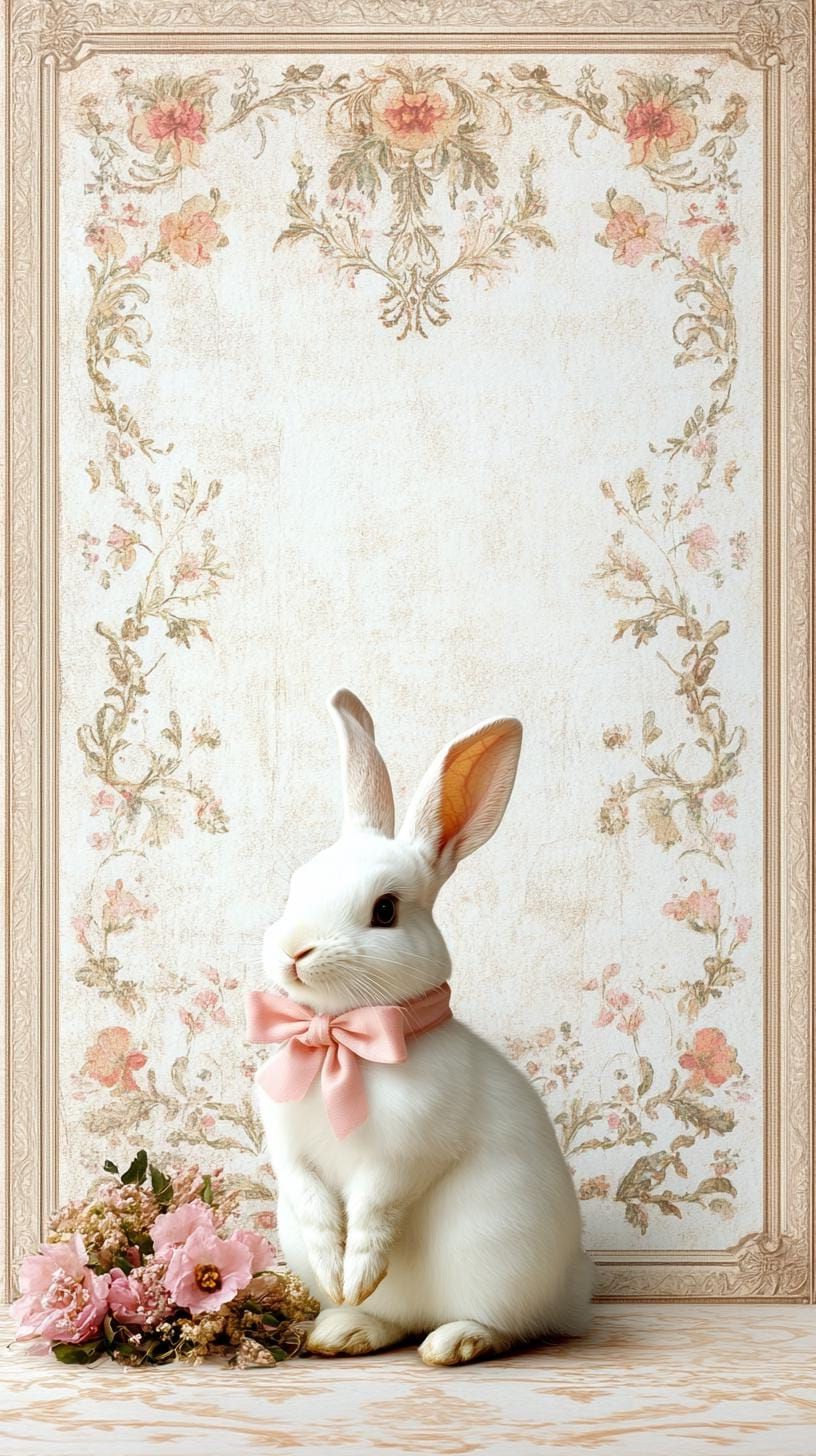 1. Vintage Bunny With Pink Bow Design - photo 2