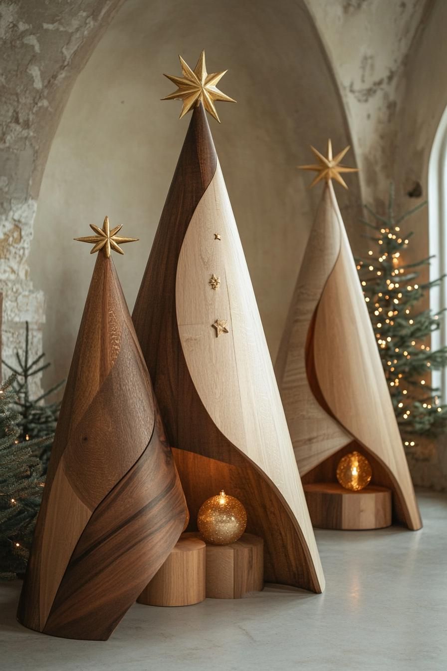 2. Gold-Accented Wooden Trees - photo 3