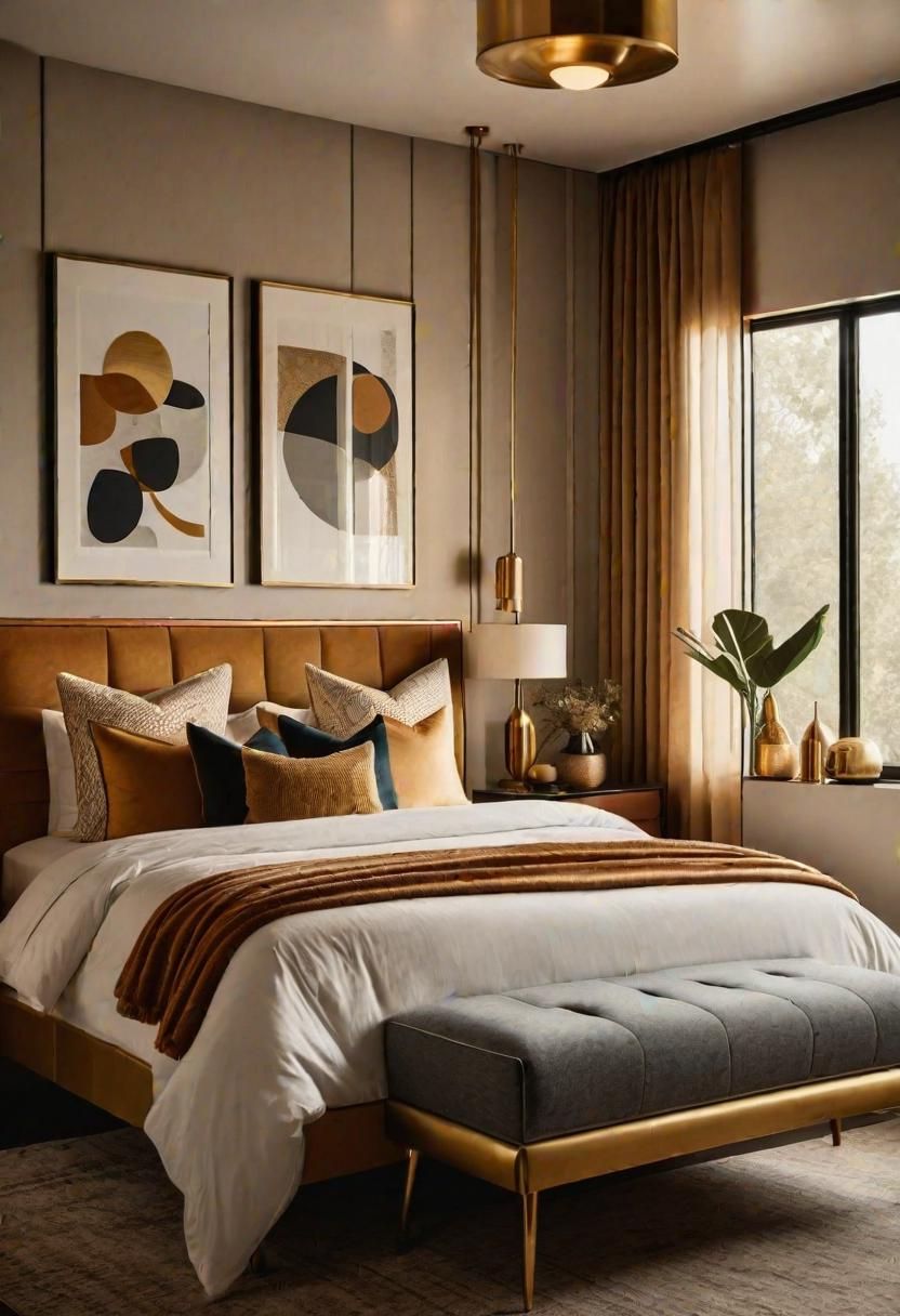 16. Brass Accents for Modern Bedrooms