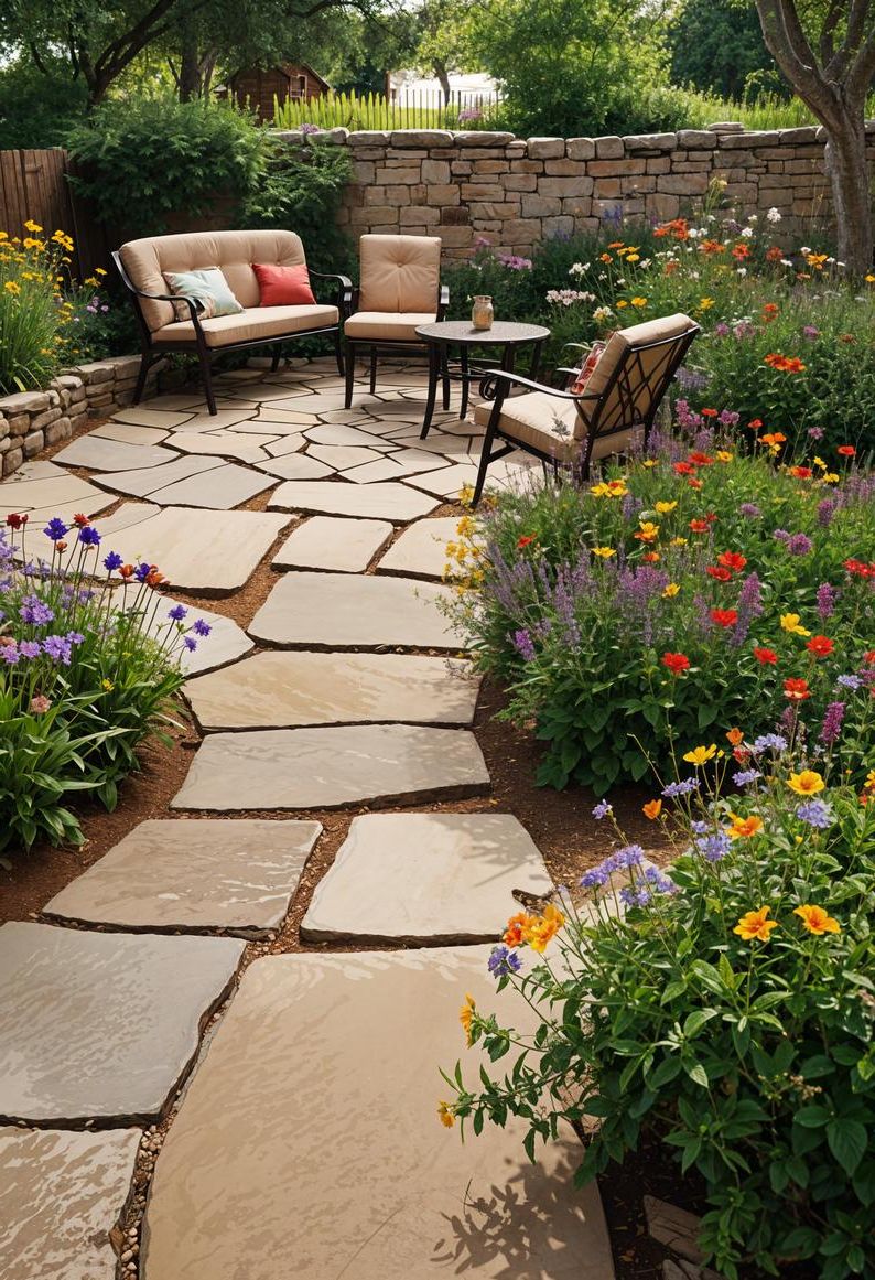 17. Pollinator Garden With Patio Seating