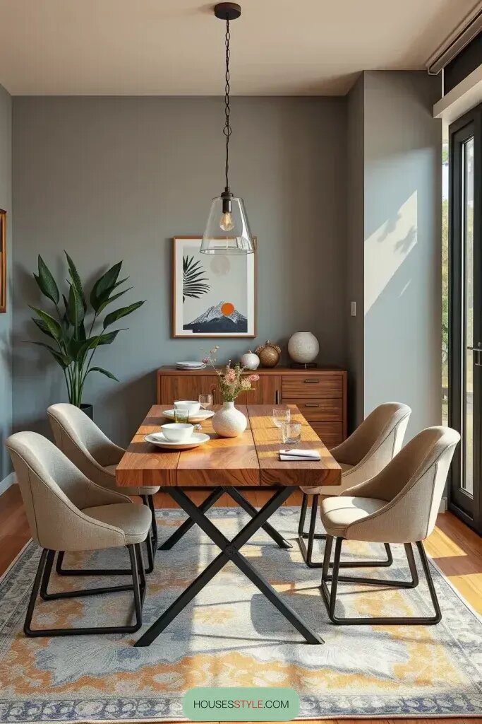 Mixing Materials in Dining Tables for Texture Contrast