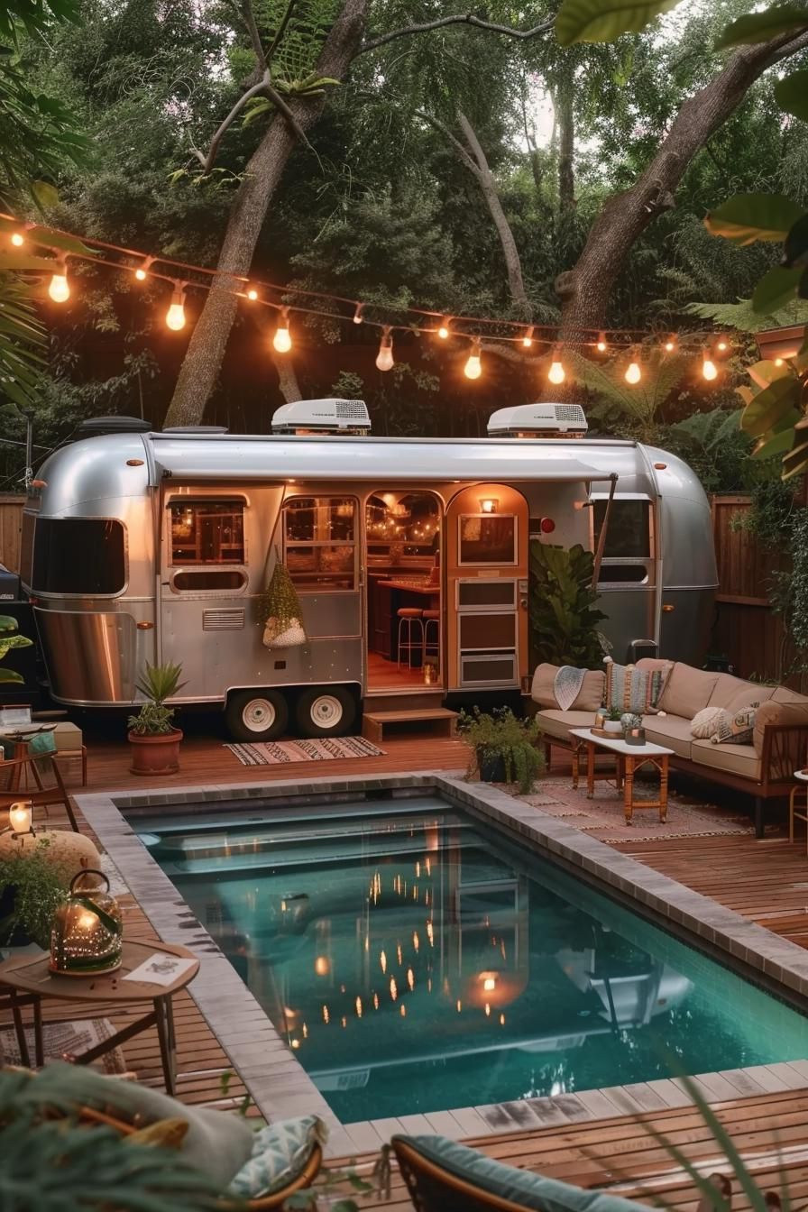 20. Airstream-Inspired Poolside Style