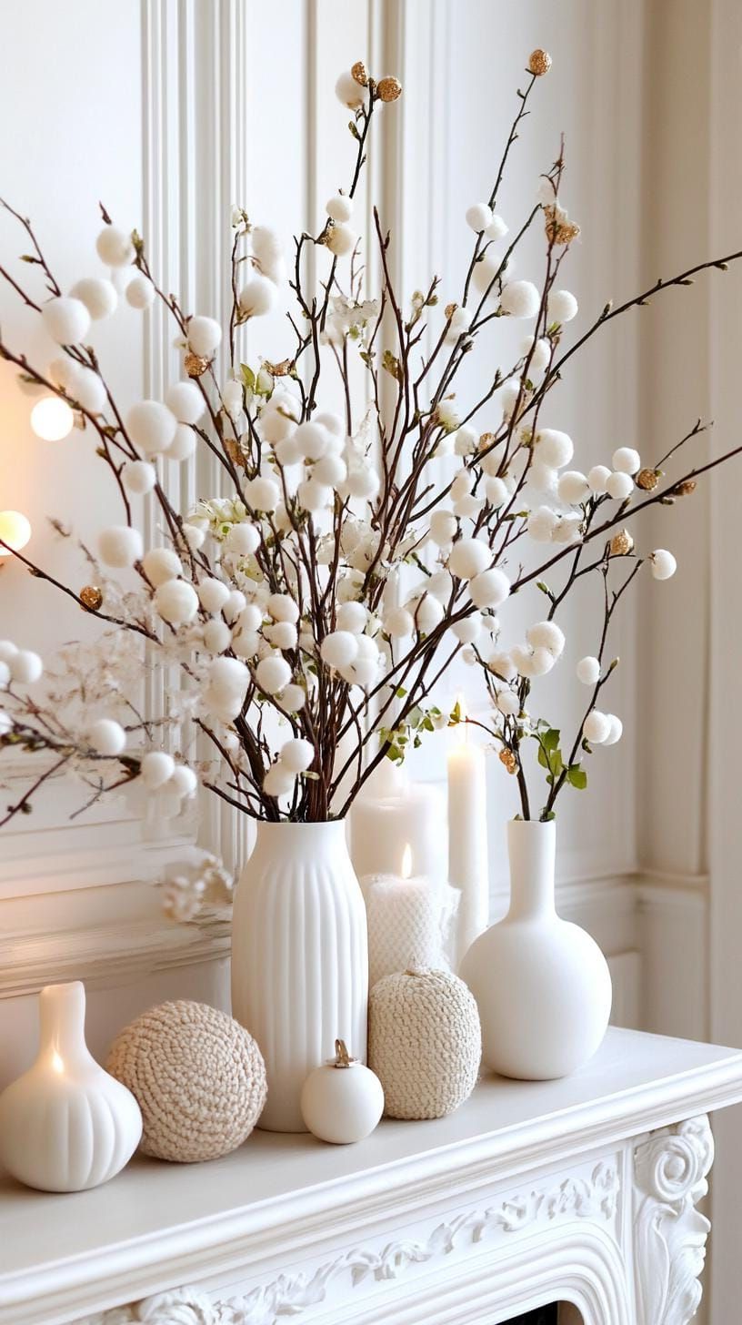 11. Winter White Mantle Decor Ideas - photo 4
