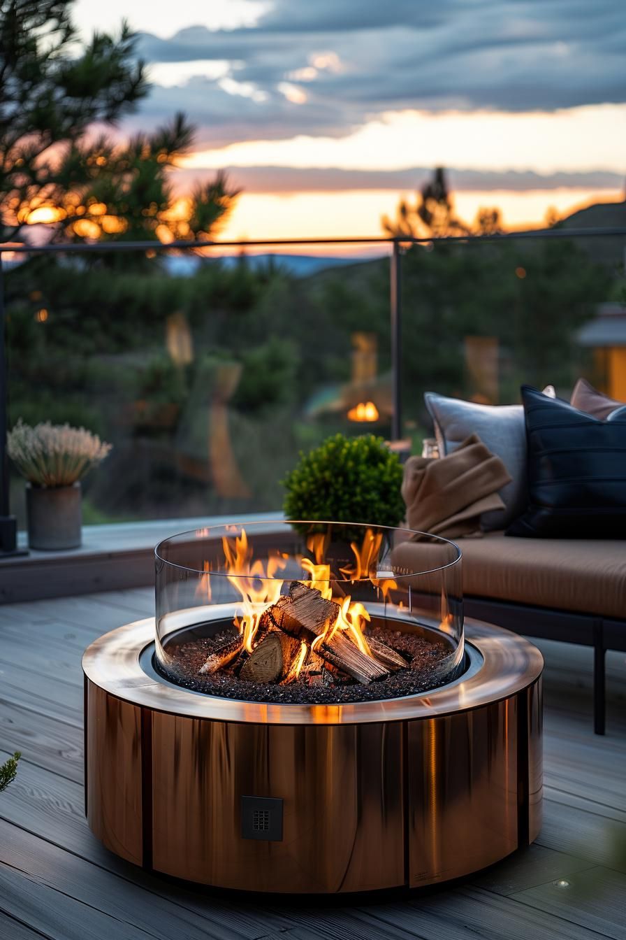 3. Circular Fire Pit With Glass Wind Guard - photo 2