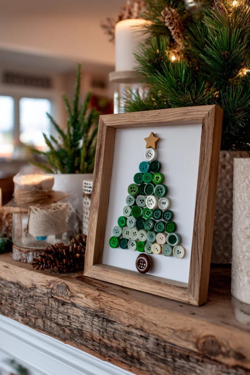 28. Framed Button Christmas Tree Craft