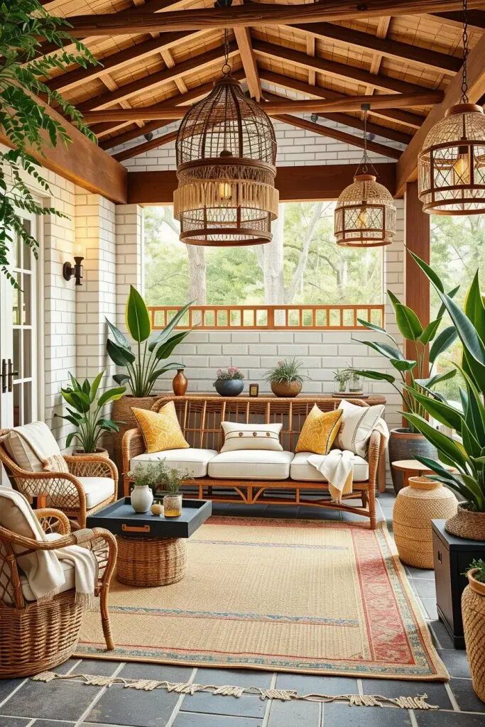Rustic Charm Through Woven Textures and Accents