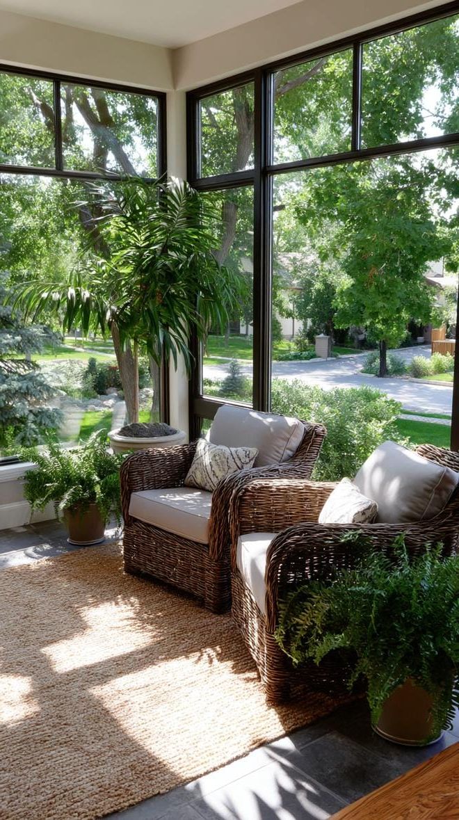 4. Rattan Chairs Under Floor-to-Ceiling Windows - photo 3