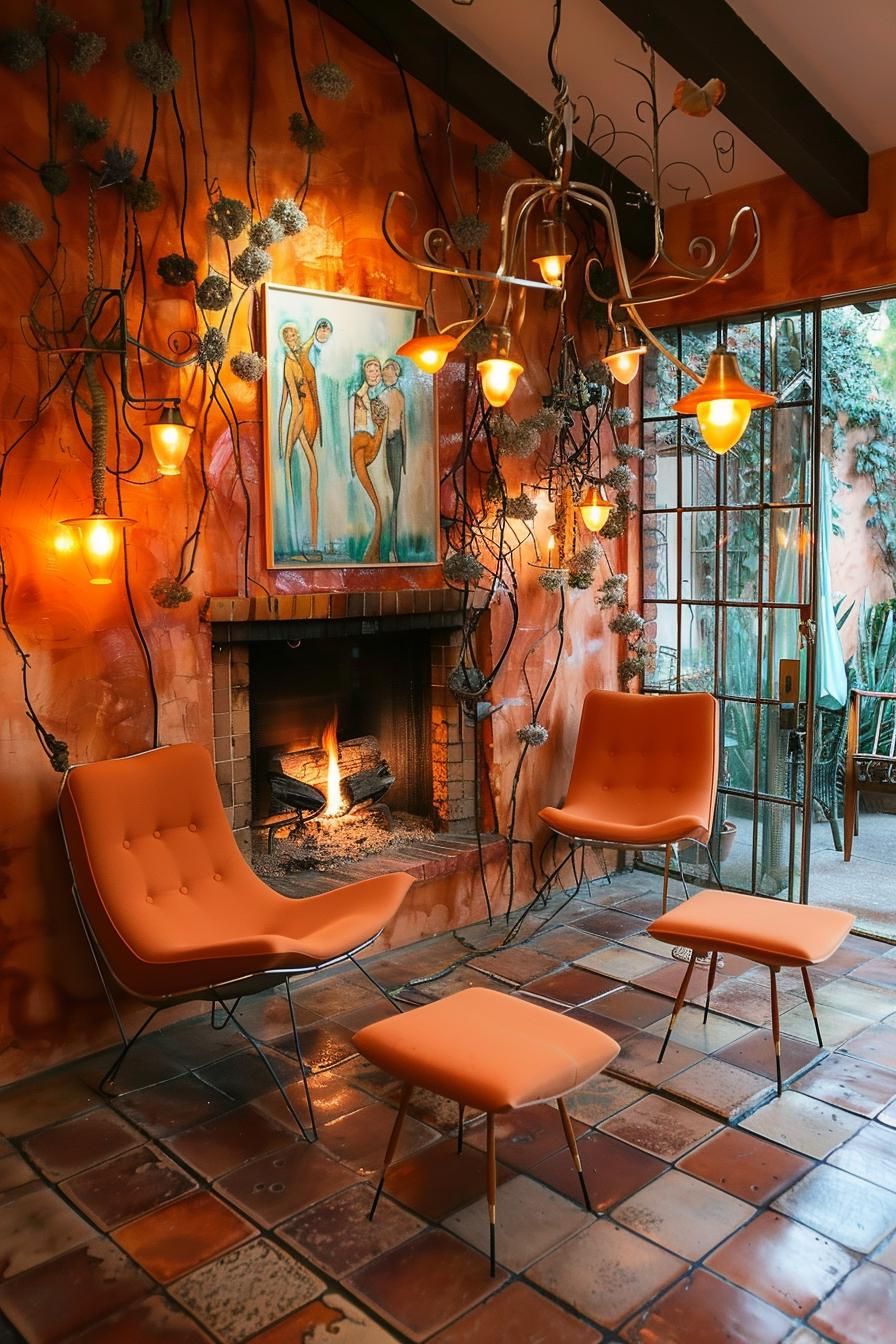 4. Fireplace Wall With Built-In Benches