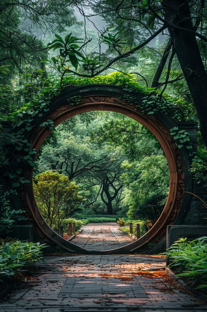 23. Circular Garden Gate That Enchants at a Glimpse