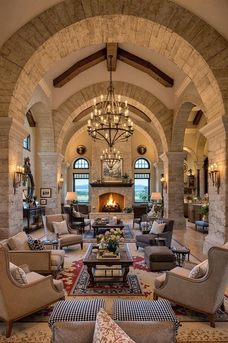23. Grand Living Space With Stone Archways - photo 2