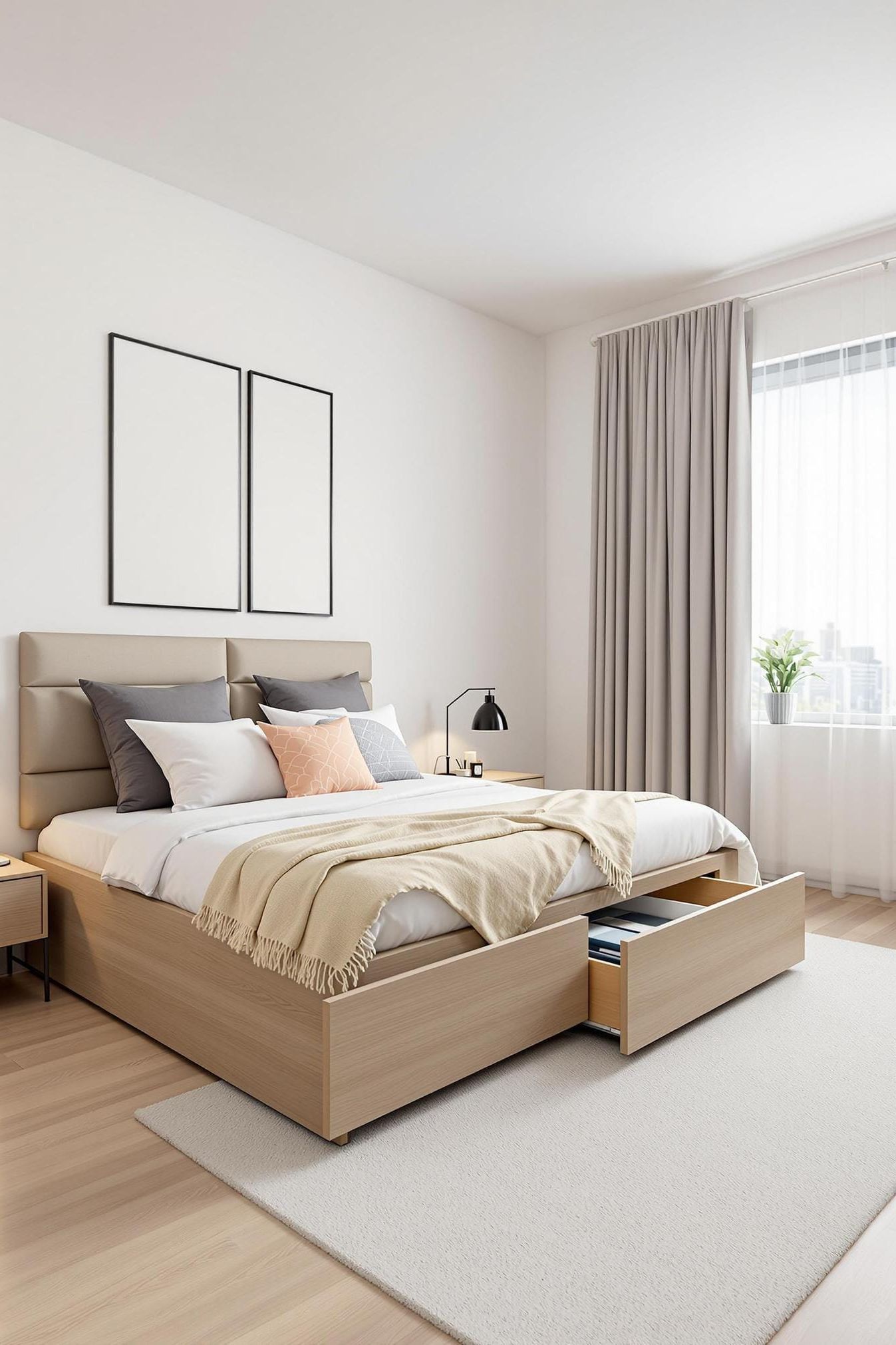 21. Minimalist bed with built-in storage drawers - photo 2
