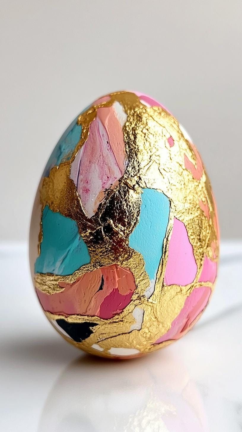 12. Gold-Accented Abstract Painted Eggs - photo 3