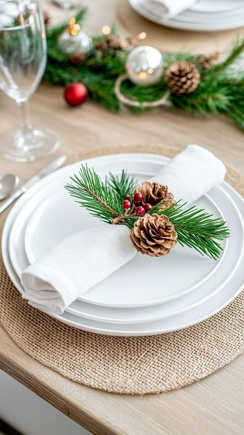2. Rustic Farmhouse Christmas Table with Greenery Centerpiece
