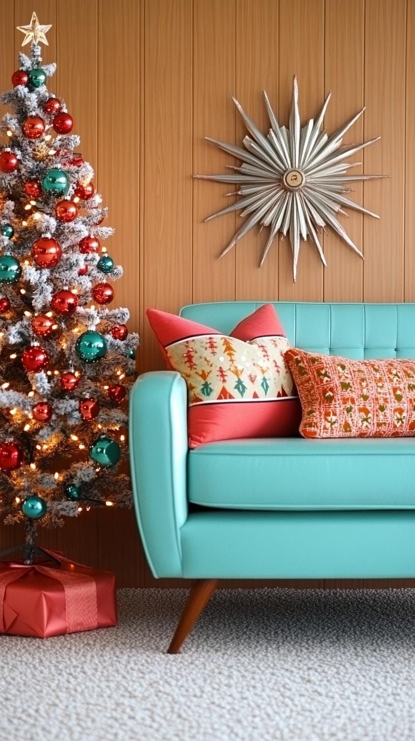 5. Turquoise and pink aluminum tree living room - photo 2