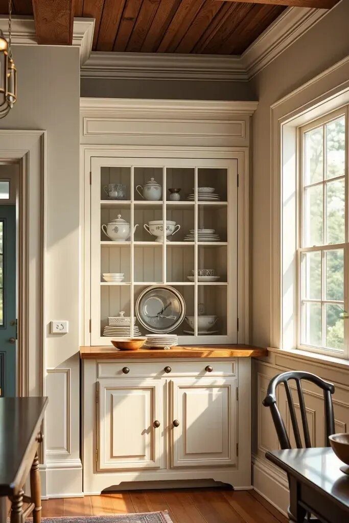Built-In Hutches With Glass-Pane Details