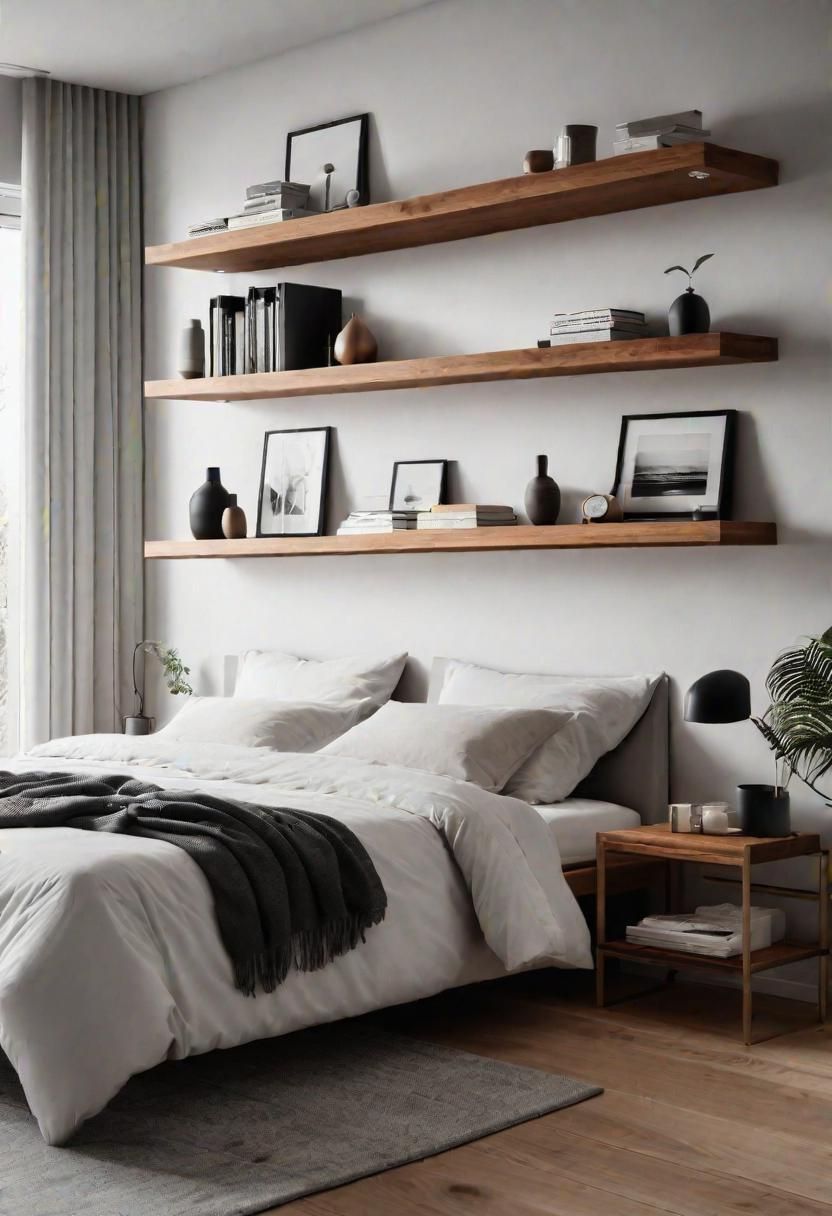 3. Floating Shelves for Minimalist Bedrooms