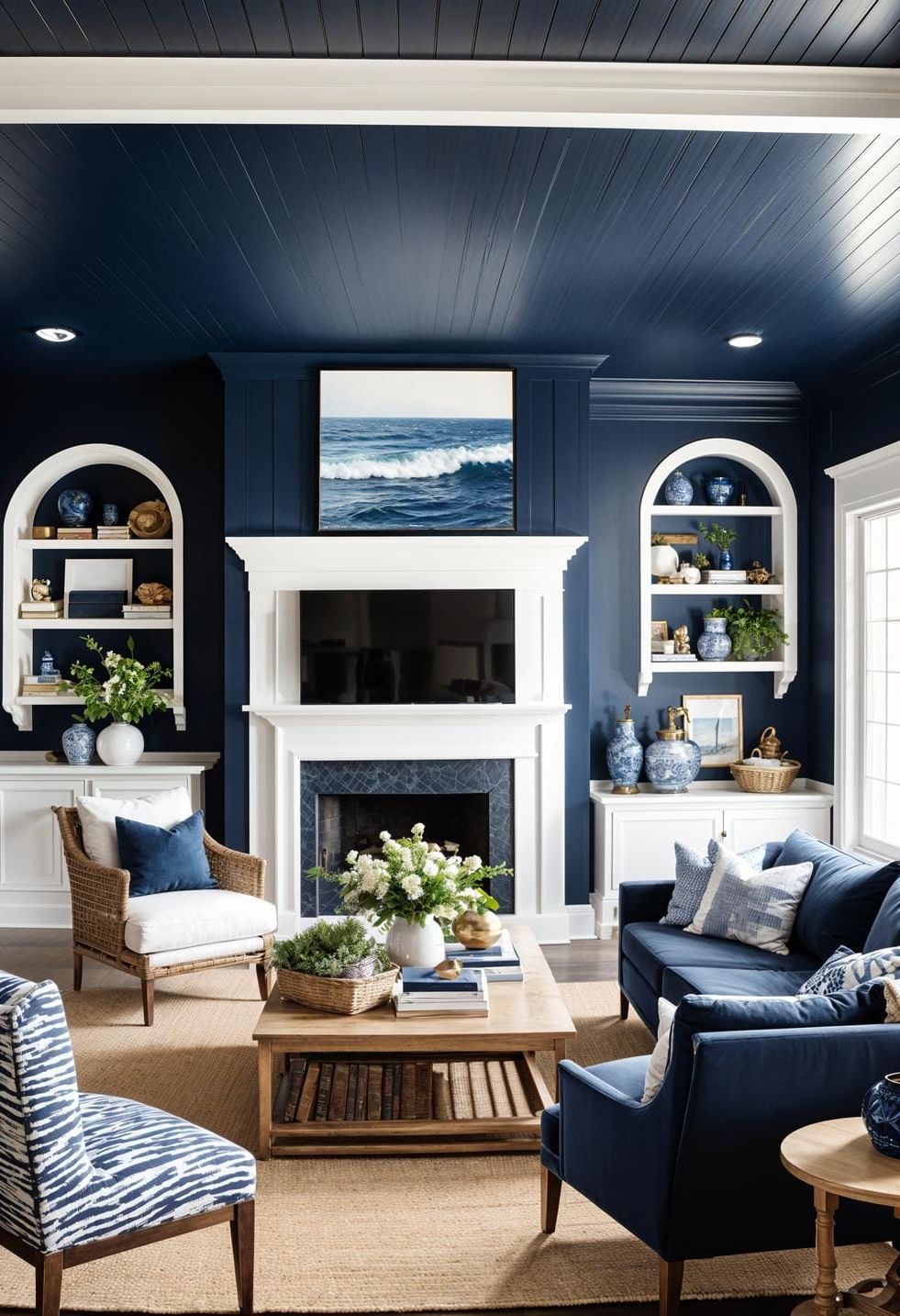 17. Navy Accent Walls with White Trim - photo 3
