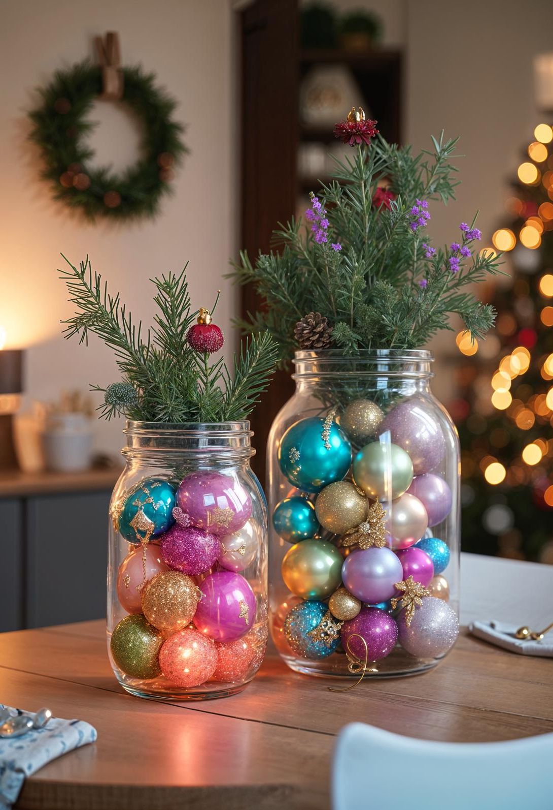 16. Mason Jar Ornament Displays