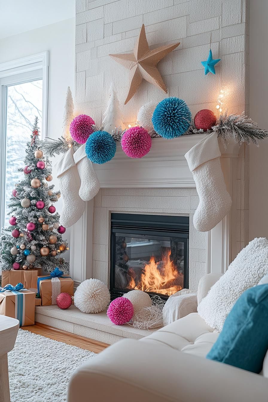 21. Pom-Pom Mantel Decor Ideas - photo 2