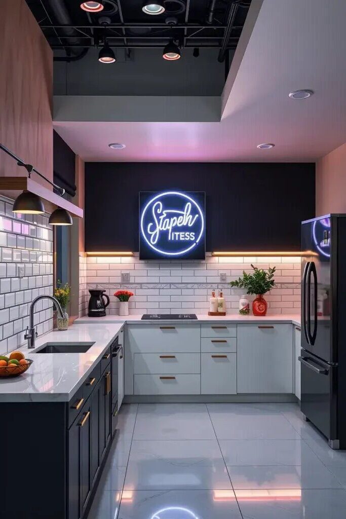 Neon Accents Add Retro Energy