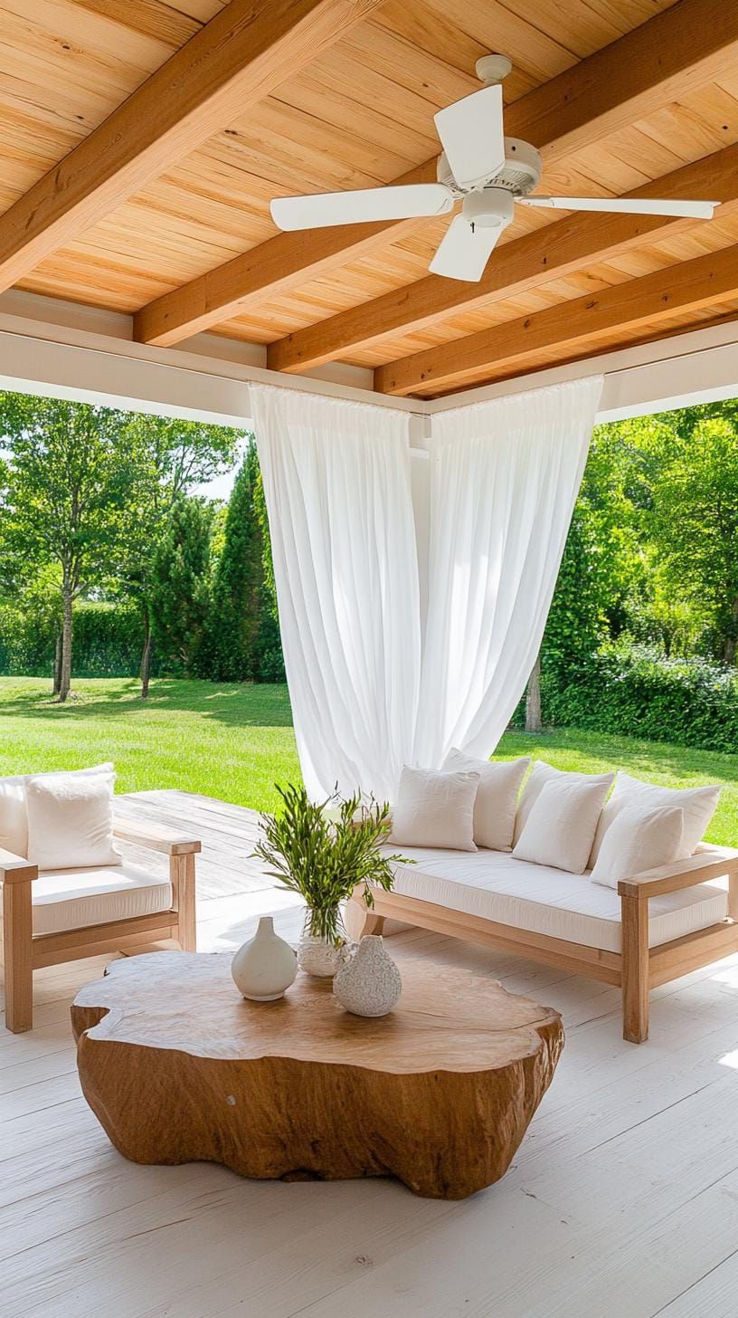 15. Open Beams and Sheer Curtains on a Porch - photo 2