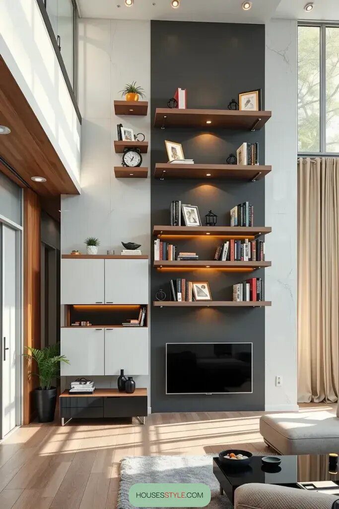 Stylish Storage With Floating Shelves and Wall Units