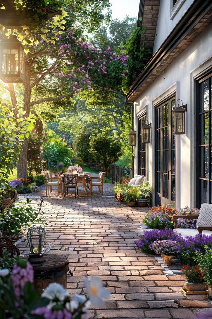 6. Rustic Farmhouse Concrete Patio Look