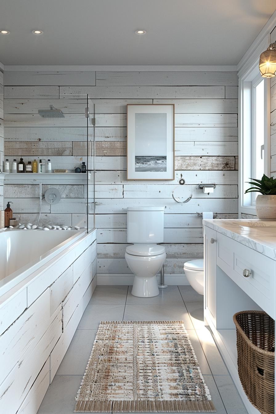 1. Seaside Sanctuary: Coastal Shiplap Bathroom Ideas