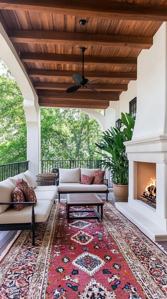 31. Covered Patio with Fireplace and Cozy Sofas - photo 2