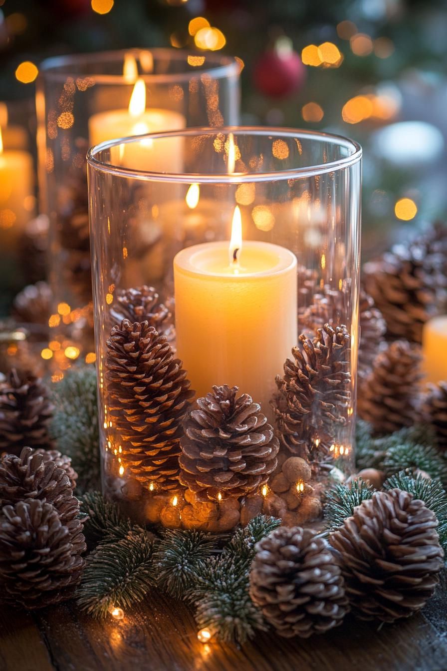 4. Warm Pine Cone Candle Centerpiece Ideas - photo 2